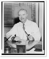 Historic Framed Print, [Vincent du Vigneaud, Nobel prize winner in chemistry, half-length portrait, seated at desk, facing slightly left],  17-7/8" x 21-7/8"