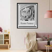 Historic Framed Print, [Valentina Tereshkova, head-and-shoulders portrait, facing slightly right, wearing cosmonaut uniform],  17-7/8" x 21-7/8"