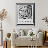 Historic Framed Print, [Valentina Tereshkova, head-and-shoulders portrait, facing slightly right, wearing cosmonaut uniform],  17-7/8" x 21-7/8"