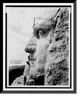 Workmen on face of Geo. Washington, Mt. Rushmore, Vintage Wall Art