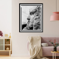 Workmen on face of Geo. Washington, Mt. Rushmore, Vintage Wall Art