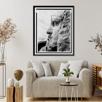 Workmen on face of Geo. Washington, Mt. Rushmore, Vintage Wall Art