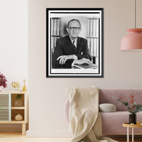 Brooks Hays, half-length portrait, seated, with books, facing front.photo by Darro, Antique Print