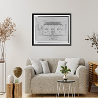 Historic Framed Print, [An organization's building (International Bureau of American Republics"),  17th Street and B Street (now Constitution Avenue),  N.W.,  Washington,  D.C. Patio,  section]",  17-7/8" x 21-7/8"