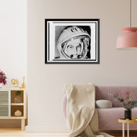 Historic Framed Print, [Valentina Tereshkova, Russian cosmonaut, bust portrait, wearing hat and space helmet],  17-7/8" x 21-7/8"