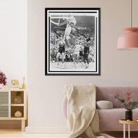 Lew Alcindor Kareem Abdul-Jabbar reaches over backwards to score Classic, Antique Print