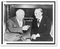 Nikita Khrushchev (left) converses with British Prime Minister Harold Macmillian at the Soviet New York headquarters following Macmillan's disarmament address to the United Nations Heritage Wall