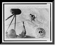 Alan Shepard being hauled into helicopter after landing his space capsule (lower right) in the water near the U.S.S. Champlain, Antique Print