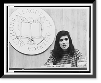 Susan Sontag, head-and-shoulders portrait, seated, speaking at seminar, facing front - 2, Vintage Print