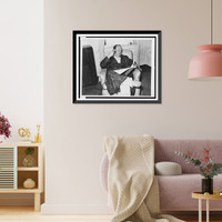 Alfred Hitchcock, full-length portrait, seated in a recliner, shaving and reading, Antique Print