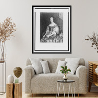 Catherine of Braganza, three-quarter length portrait, seated, facing front, Antique Poster
