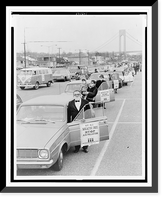 The masked Operation Breathe Free" motorcade prior to departure from South Beach, S.I..World Journal Tribune photograph by Matthew Black.", Vintage Wall Art