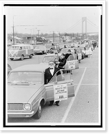 The masked Operation Breathe Free" motorcade prior to departure from South Beach, S.I..World Journal Tribune photograph by Matthew Black.", Vintage Wall Art