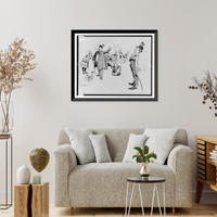 Kings of Europe bowing to J.P. Morgan (?) who is tossing them coins while man with U.S. flag looks on Classic, Vintage Wall Art