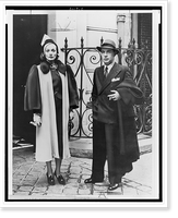 Historic Framed Print, [Erich Maria Remarque with Marlene Dietrich, full-length portrait, during stroll in Paris],  17-7/8" x 21-7/8"