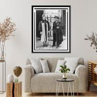 Historic Framed Print, [Erich Maria Remarque with Marlene Dietrich, full-length portrait, during stroll in Paris],  17-7/8" x 21-7/8"