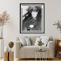 Historic Framed Print, [Erich Maria Remarque, half-length portrait, facing front, arriving in New York aboard the S.S. Queen Mary],  17-7/8" x 21-7/8"