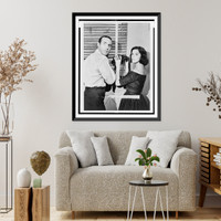 Ricardo Montalb&aacute;n and Marisa Pavan hiding in hotel room in the CBS Playhouse 90 production of Target for Three"", Vintage Print