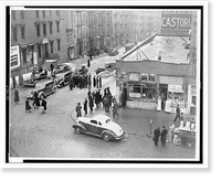 Treasury agents blockade streets with their cars, before rounding up suspected drug dealers in the San Juan Hill neighborhoods of New York City, Vintage Poster