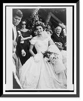Historic Framed Print, [Jacqueline Bouvier on her wedding day, with Jack Kennedy on the left slightly out of frame],  17-7/8" x 21-7/8"