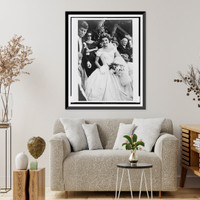 Historic Framed Print, [Jacqueline Bouvier on her wedding day, with Jack Kennedy on the left slightly out of frame],  17-7/8" x 21-7/8"