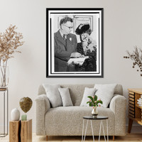 James M. Cain puts wedding ring on Aileen Pringle in Santa Monica, California, Antique Poster