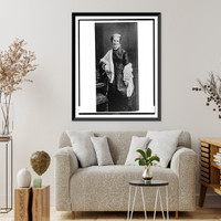 Eliza Grace Symonds, three-quarter length portrait, standing, facing front, with right arm resting on chair, Antique Print