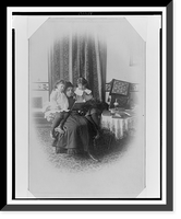 Historic Framed Print, [Marian Hubbard Daisy" Bell and Elsie May Bell with governess]",  17-7/8" x 21-7/8"