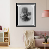 Historic Framed Print, [Marian Hubbard Daisy" Bell and Elsie May Bell with governess]",  17-7/8" x 21-7/8"