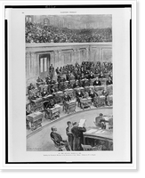Historic Framed Print, In the Senate, March 25, 1898. Reading the President's message on the destruction of the Maine".drawn by W.A. Rogers.",  17-7/8" x 21-7/8"