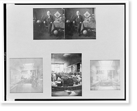 Interior views of the McAllister & Brother optical shop in Philadelphia, Pennsylvania, with stereo portrait of John McAllister, Jr. in his store, Vintage Print