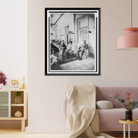 William Howard Taft, full-length portrait, seated on rocking chair, facing right, with two other men, Vintage Wall Art