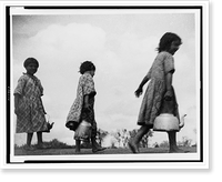Migrant children haul water for the family, camping at the edge of desert, between jobs Classic, Vintage Print