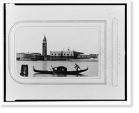 Historic Framed Print, [Doges' Palace and St. Mark's Tower with gondola in foreground, Venice],  17-7/8" x 21-7/8"