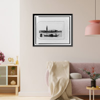 Historic Framed Print, [Doges' Palace and St. Mark's Tower with gondola in foreground, Venice],  17-7/8" x 21-7/8"
