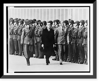 Sir Anthony Eden (right) and Swiss president Max Petitpierre passing Swiss Honor Guard in Geneva, Vintage Print