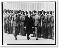 Sir Anthony Eden (right) and Swiss president Max Petitpierre passing Swiss Honor Guard in Geneva, Vintage Print