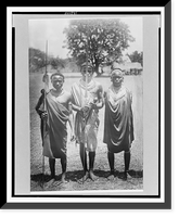 Three Nandi warriors full-length portrait, standing, facing front, Africa Classic, Antique Poster