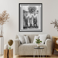 Three Nandi warriors full-length portrait, standing, facing front, Africa Classic, Antique Poster