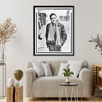 Ingmar Bergman, half-length portrait, standing in street, facing front, Stockholm, Sweden Classic, Antique Print