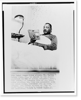 Dr. Martin Luther King, Jr., lying in bed reading the novel The Prize" by Irving Wallace, Oslo, Norway", Historic Reproduction