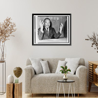 Historic Framed Print, [Rev. Martin Luther King, head-and-shoulders portrait, seated, facing front, hands extended upward, during a press conference].World Telegram & Sun photo by Dick DeMarsico.,  17-7/8" x 21-7/8"