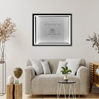 Historic Framed Print, [Lincoln Memorial (Washington, D.C.). Interior with sculpture. Elevation. Rendering],  17-7/8" x 21-7/8"