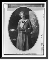 Jessie Willcox Smith, three-quarter length portrait, standing, facing front, holding palette and brushes, Historic Reproduction