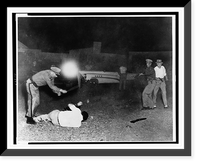 Man on ground firing at police officer, as othe police fire at man, Colorado, Antique Wall Art