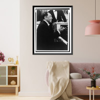 Historic Framed Print, [Duke Ellington, half-length portrait, seated at piano, facing right],  17-7/8" x 21-7/8"