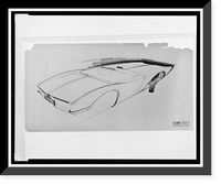 Design drawing for Avanti automobile, rear view from passenger's side, Vintage Wall Art