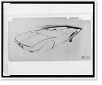 Design drawing for Avanti automobile, rear view from passenger's side, Vintage Wall Art