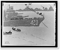 Black & White Photo - Christmas - card depicting warship in snow storm