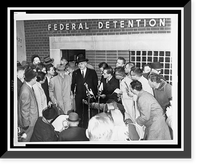 David Greenglass, wearing light coat and hat, leaving New York's Federal House of Detention, with his lawyer O. John Rogge, Historic Print